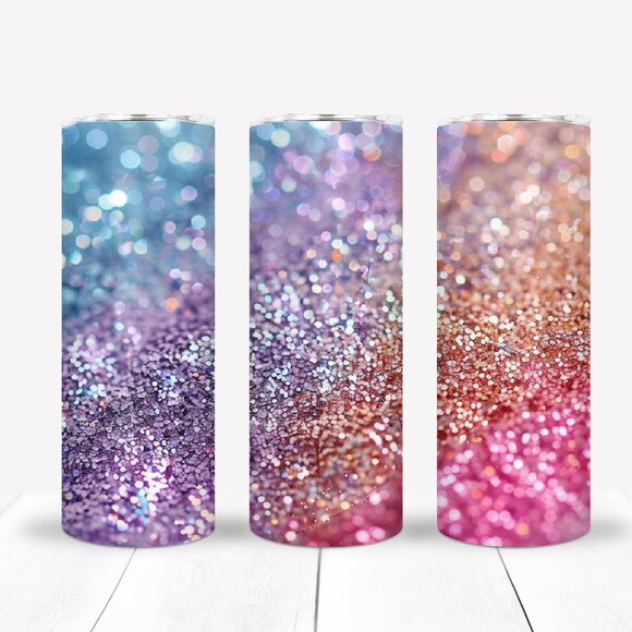 Glitter Tumbler Set, Personalized Name (optional) - Picture 1 of 3